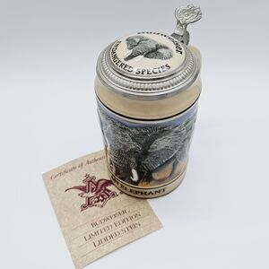 ANHEUSER BUSCH | Budweiser Endangered Species Series african elephant stein 1990